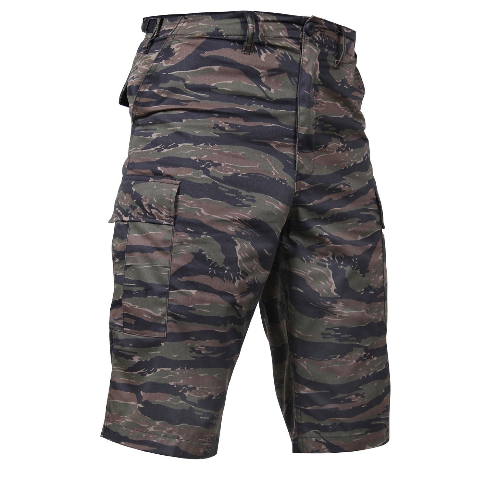 Men's Long-Length Tiger Stripe Camouflage Relaxed Fit BDU Cargo Shorts ...