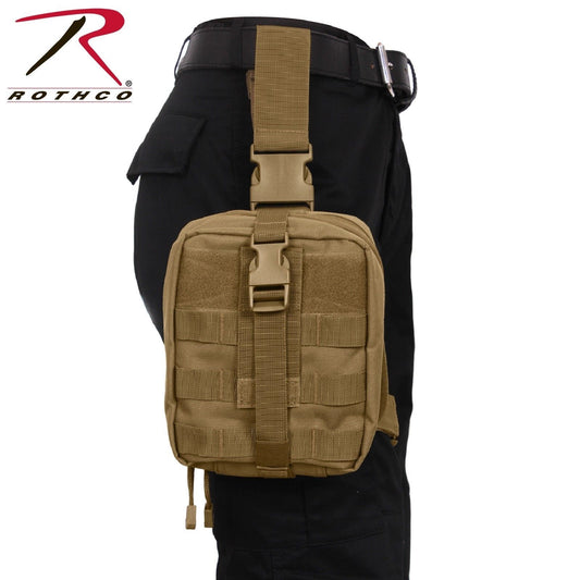 Black Drop Leg Tactical Pouch - Removable MOLLE Adjustable Rig Utility  Pouches