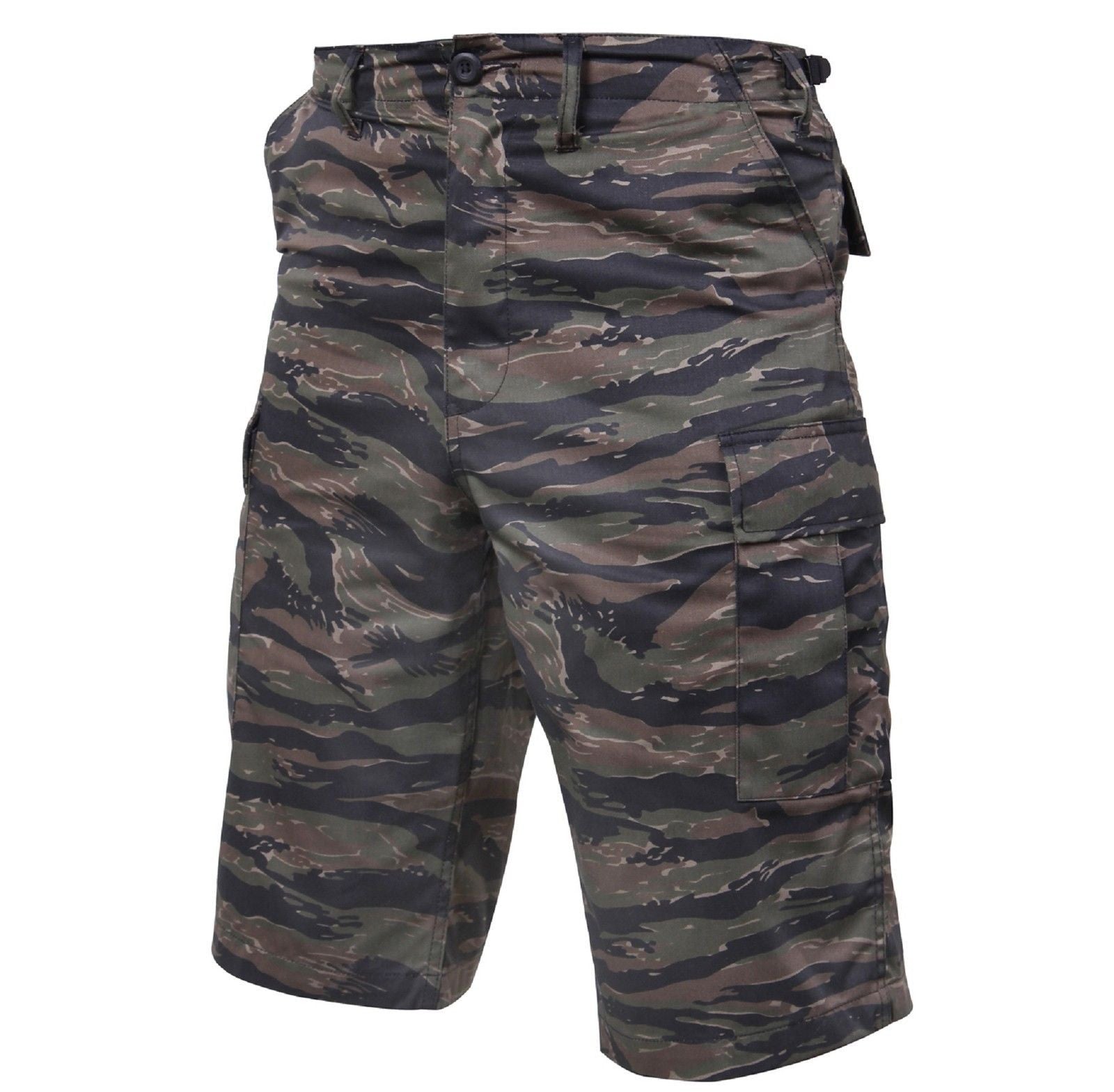 Men's Long-Length Tiger Stripe Camouflage Relaxed Fit BDU Cargo Shorts ...