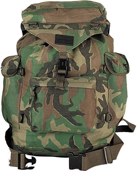 Woodland Camouflage Backpack Military Canvas Outdoorsman Hiking Ruck