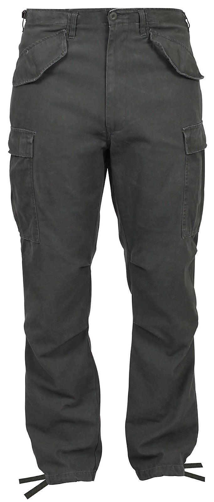 Men's Black Vintage M-65 Military-Style Fatigue Field Cargo Pants - Ro ...