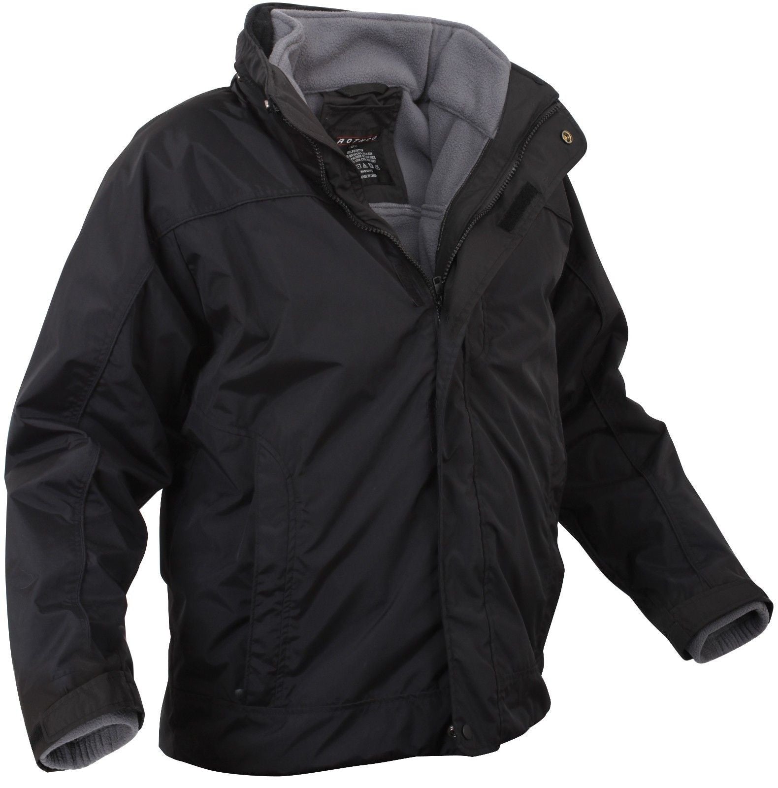 Black All Weather 3-In-1 Waterproof Jacket w/ Detachable Fleece Liner ...