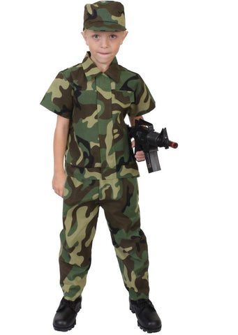 Kids Soldier Costume - Child Camouflage Uniform - Halloween Dress Up ...