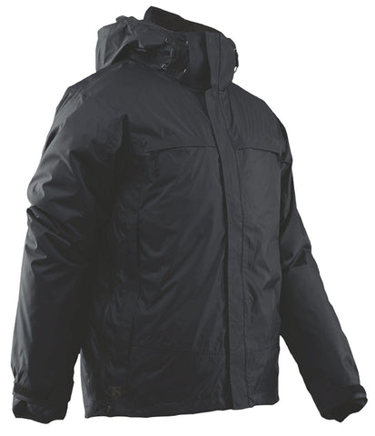 black waterproof coat with hood