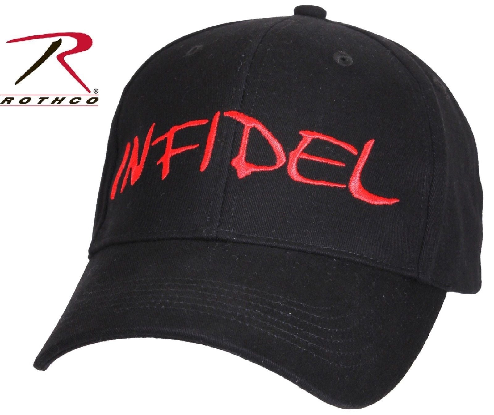 Mens Deluxe Low Profile INFIDEL Hat - Rothco Black & Red Adjustable Ba ...