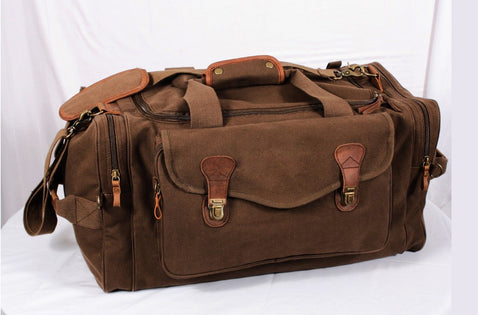 Brown Weekender Bag w/ Leather Accents - Stylish Overnight Travel Bag ...