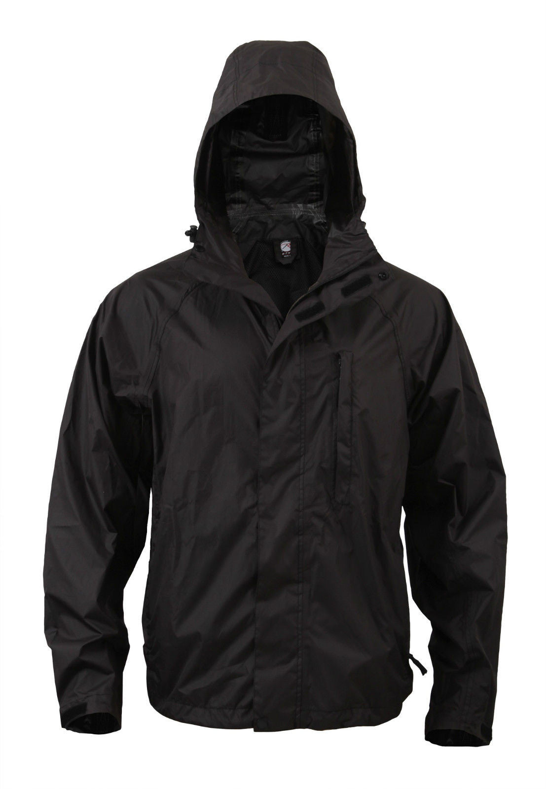 Rothco Packable Black Rain Coat Jacket - Folds into its own Pack ...