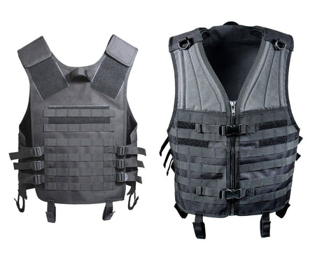 MOLLE Compatible Modular Vest Heavyweight Airsoft Tactical Vests Black ...