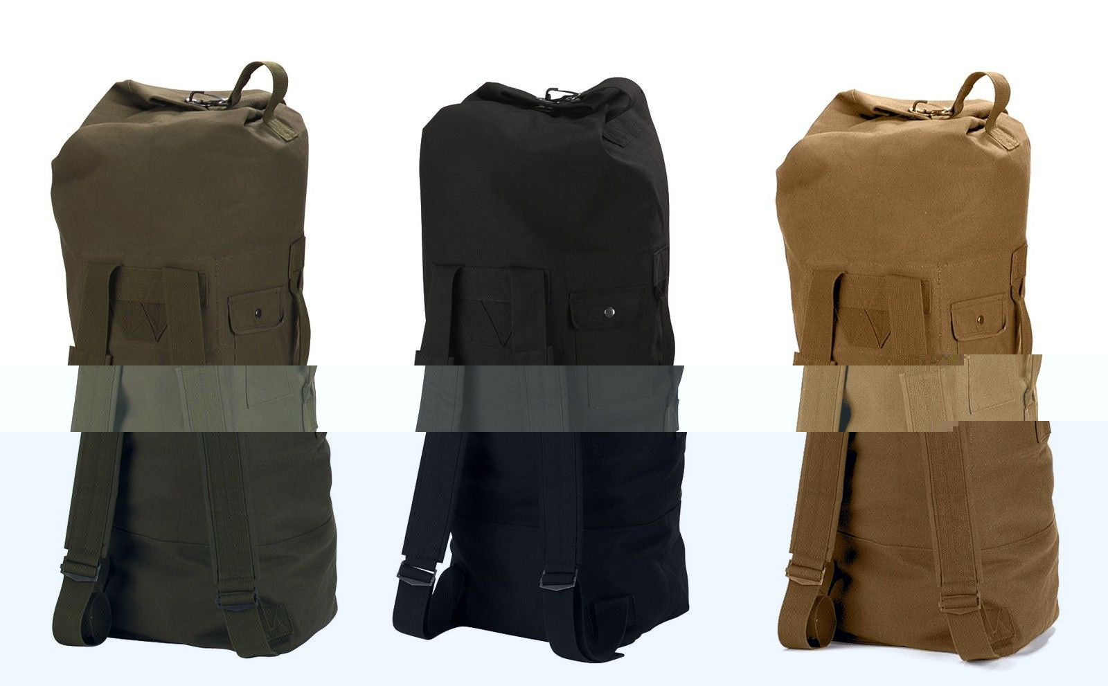 G.I. Type Canvas Double Strap Duffle Bag - Sports Bag - Gym Bag-Black, – Grunt Force