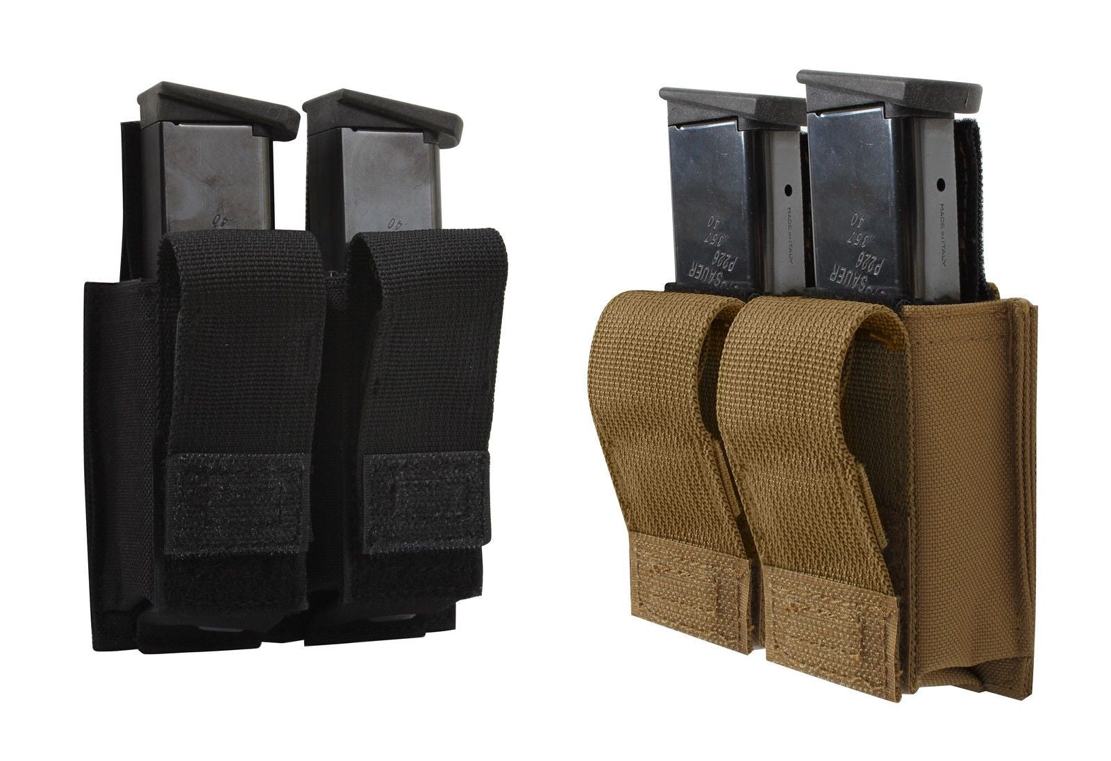 MOLLE Double Pistol Mag Pouch w/ Inserts - Black or Coyote Brown Magaz ...