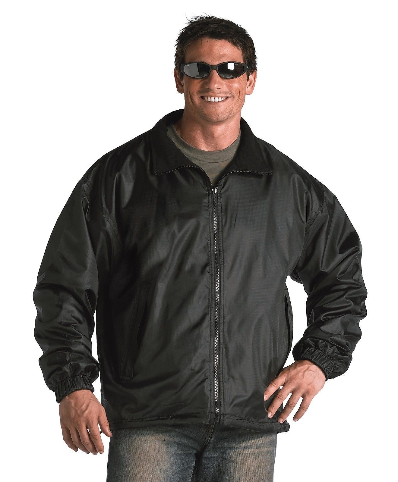 Black Fleece Lined Nylon Jacket Reversible - Waterproof Outer Shell ...