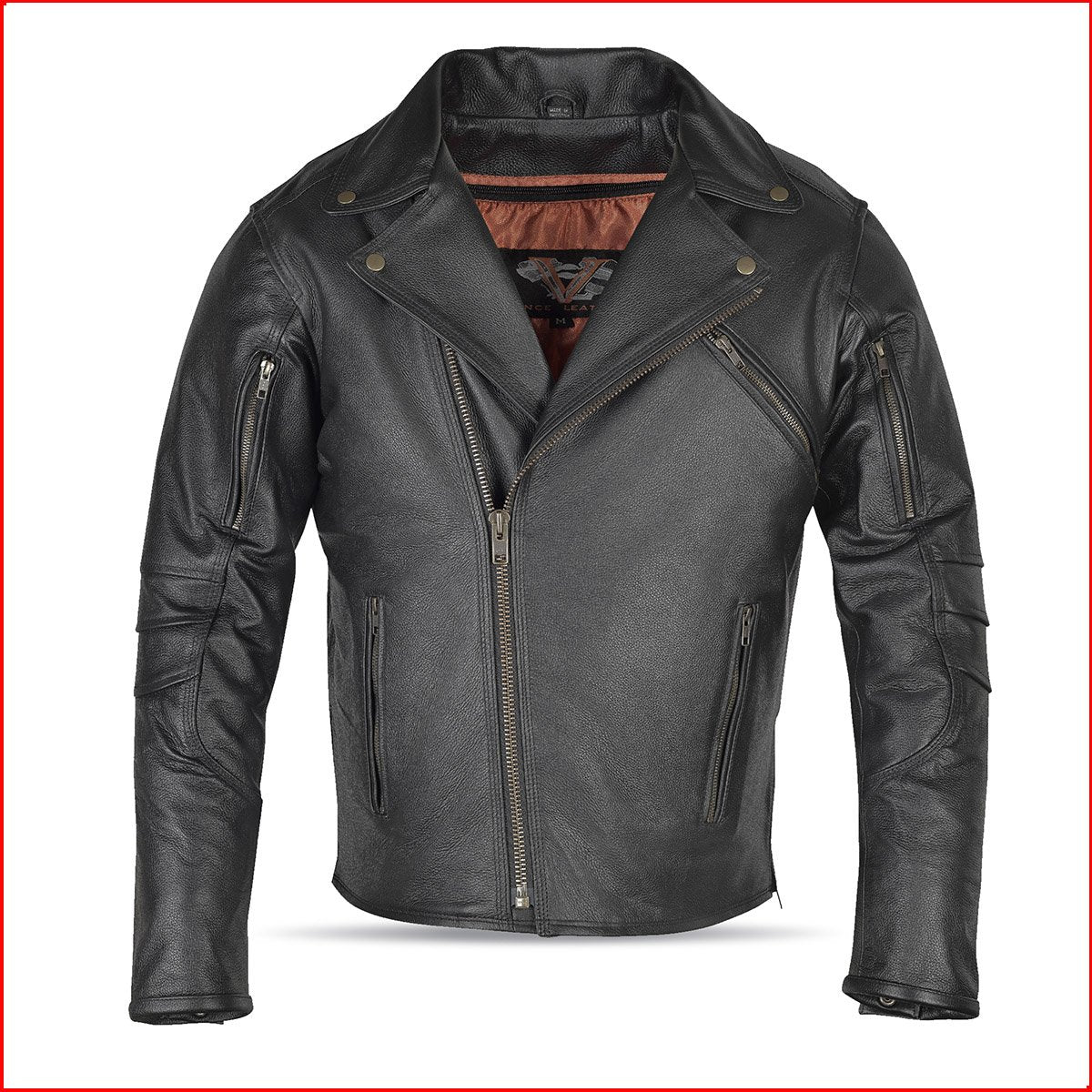 Men's Leather Black Classic Side Lace Police Style Jacket