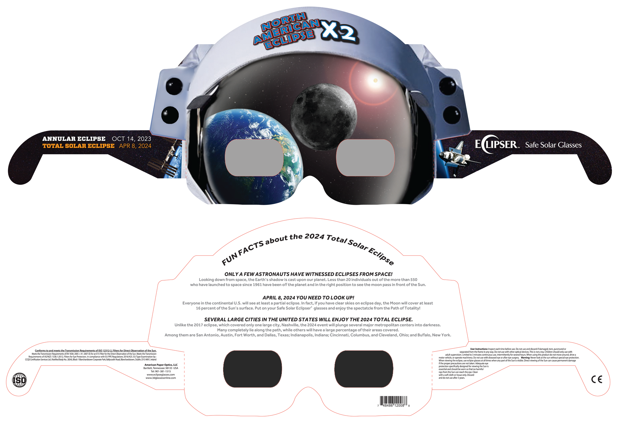 Astronaut Eclipse Glasses Solar Eclipse Viewing Glasses American