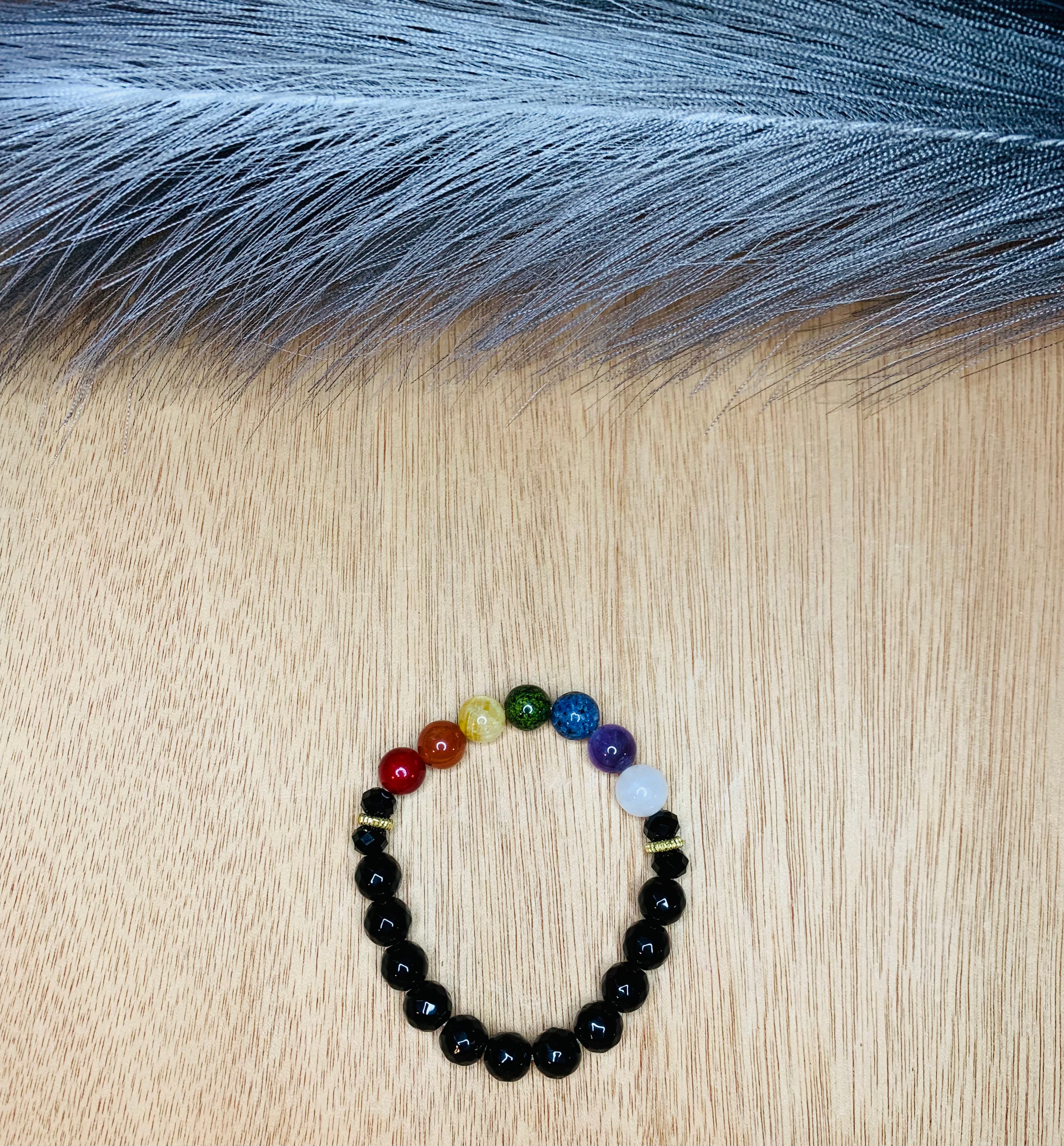 7 chakra Bracelet with Onyx