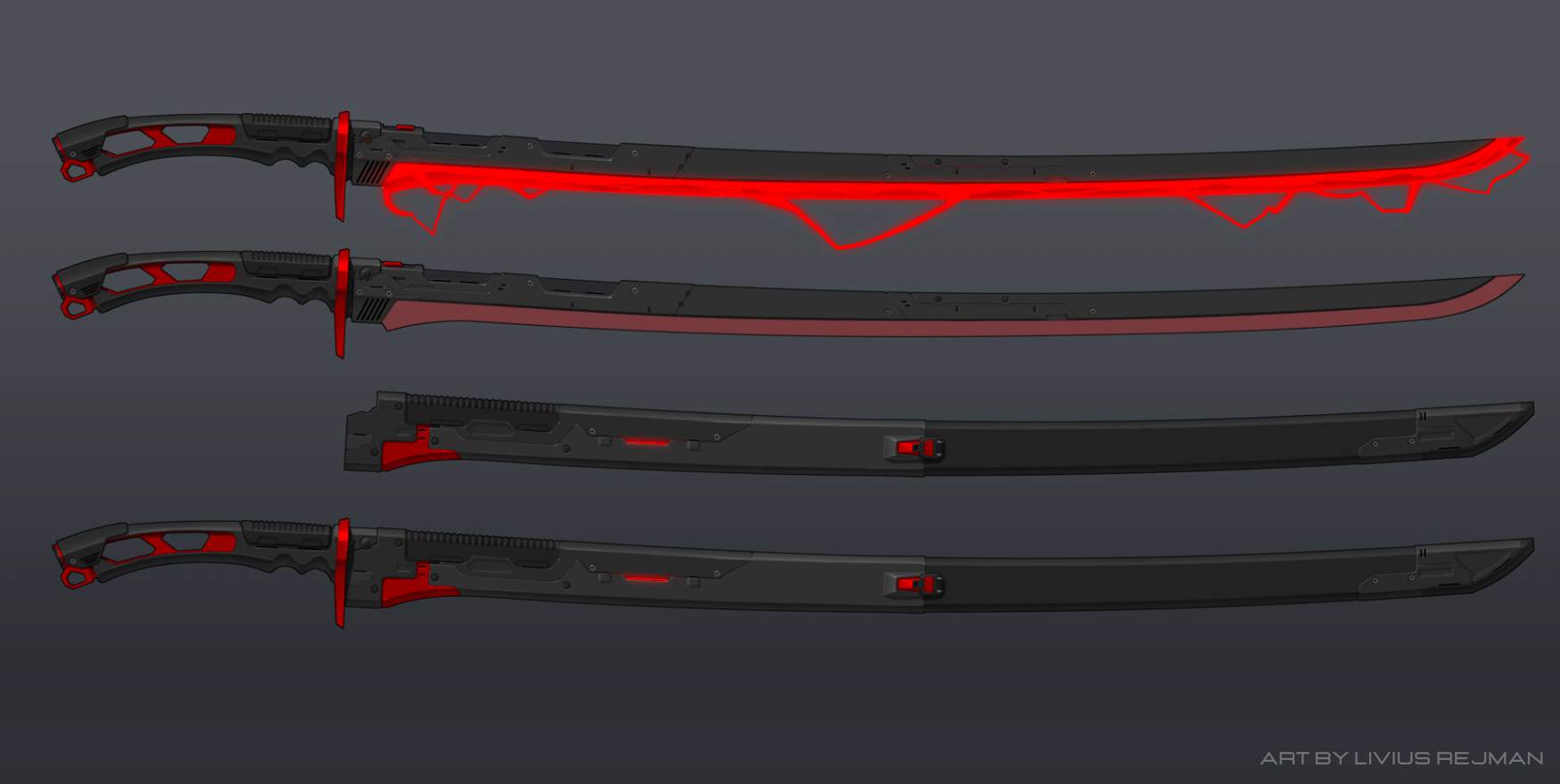 red futuristic katana