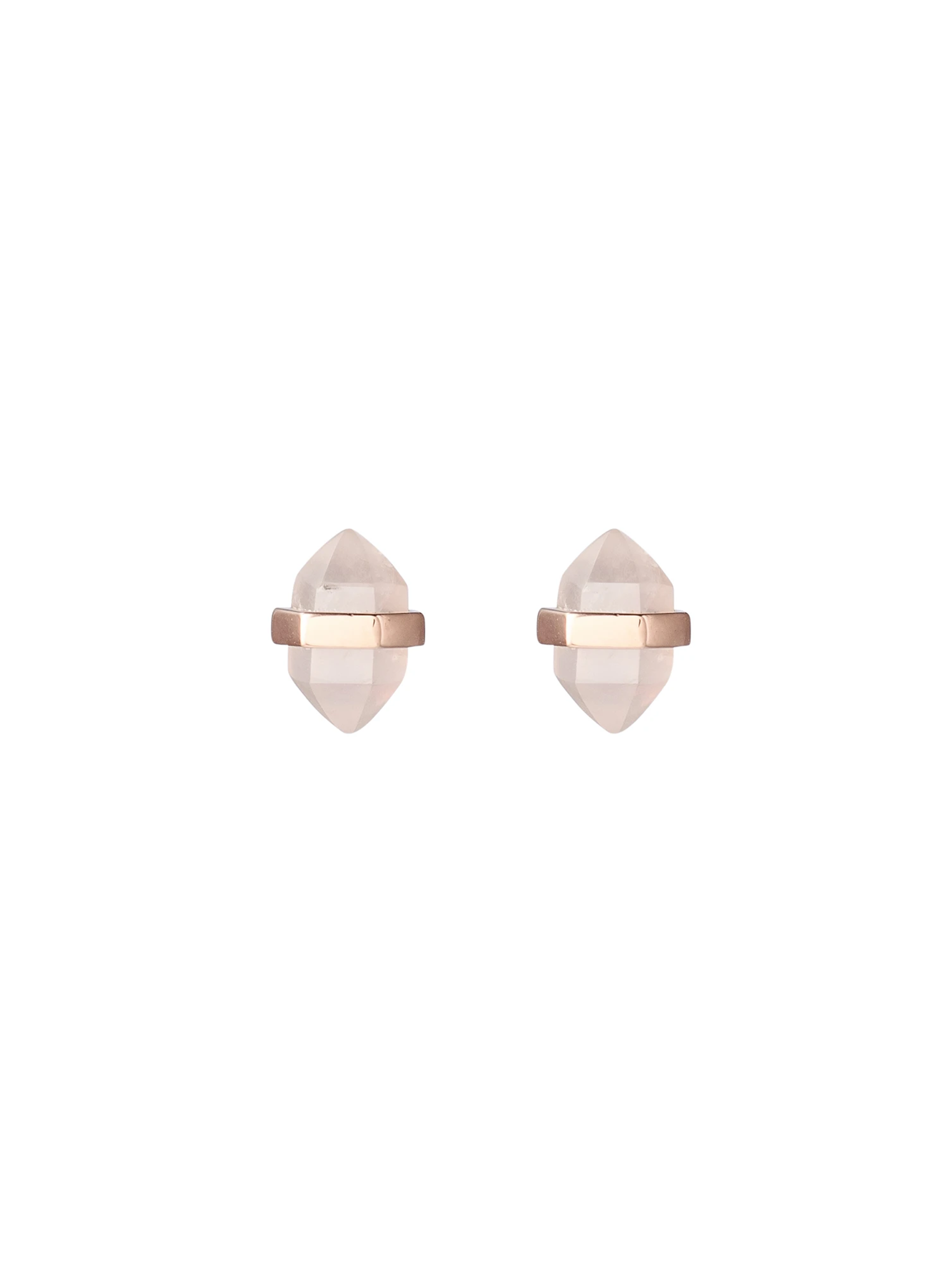 beaming crystal studs | rose quartz
