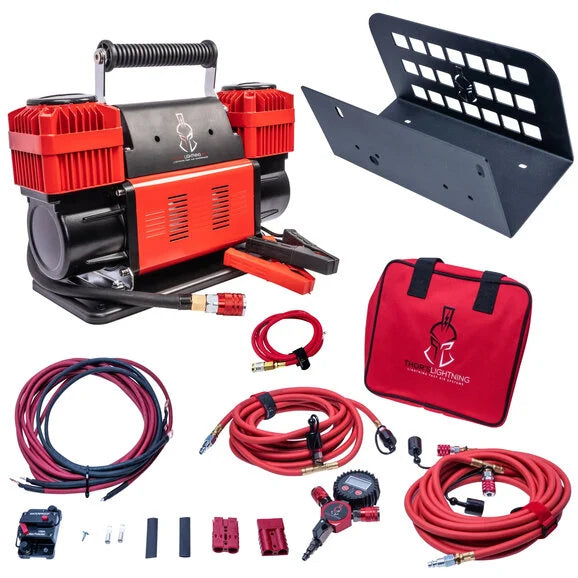 Thor's Lightning 12v True Dual Portable Air Compressor Ultimate Setup Bundle for 76-06 Jeep CJ, Wrangler YJ & TJ