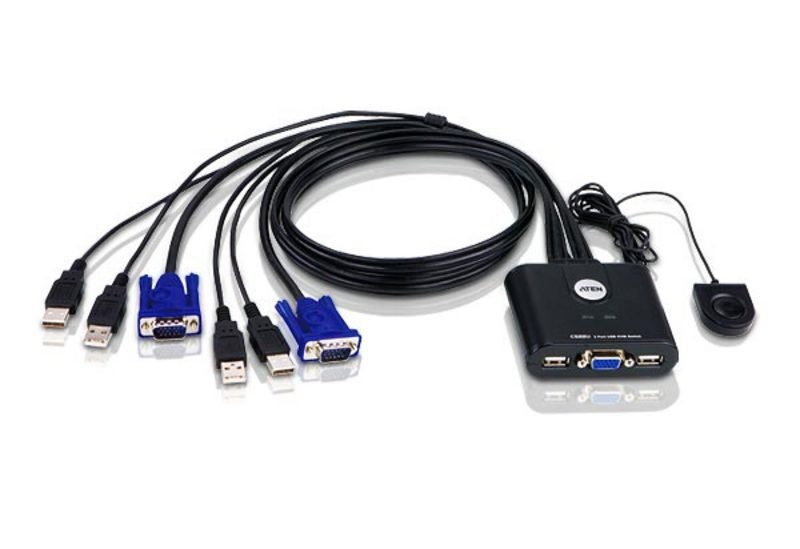 Final Sale 2 Port Usb Vga Cable Kvm Switch With Remote Port Selector Aten Usa