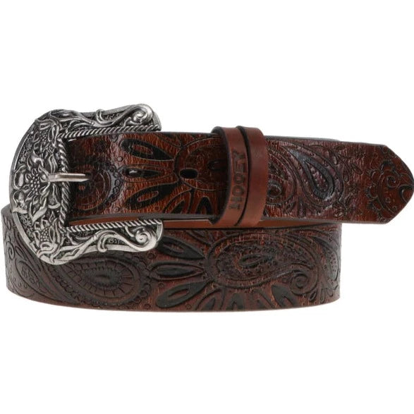 Hooey Women's Brown Paisley Filigree Embossed Belt