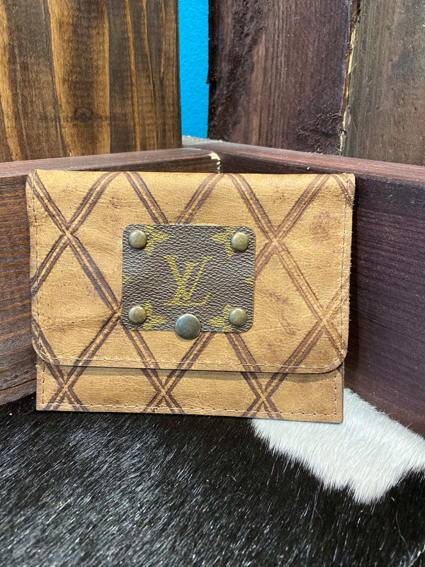 Flora Distressed Leopard Cowhide Upcycled LV Wallet with Snap Closure –  Branded Country Wear