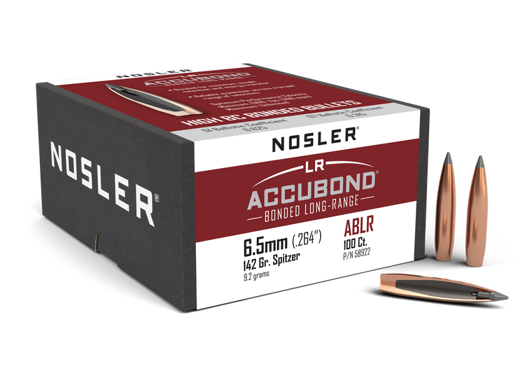 Nosler AccuBond Long Range Bullets 264 Caliber, 6.5mm (264 Diameter) 142 Grain Bonded Spitzer Boat Tail (100Pk) Image 1