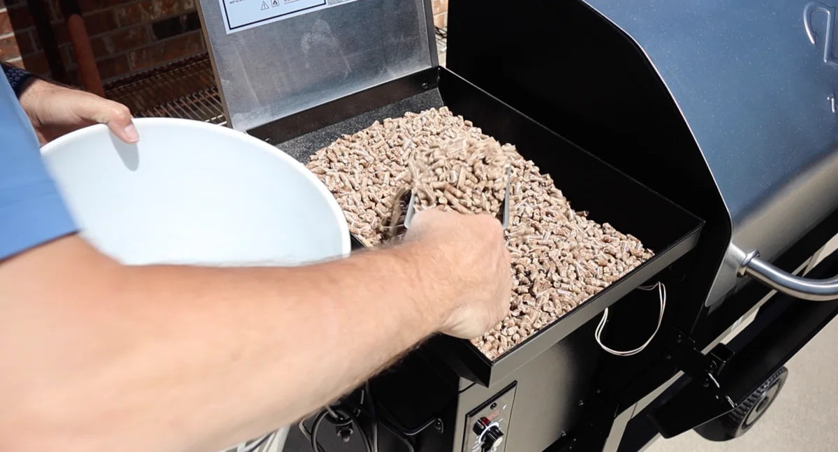 Emptying the pellet hopper before the upgrade.