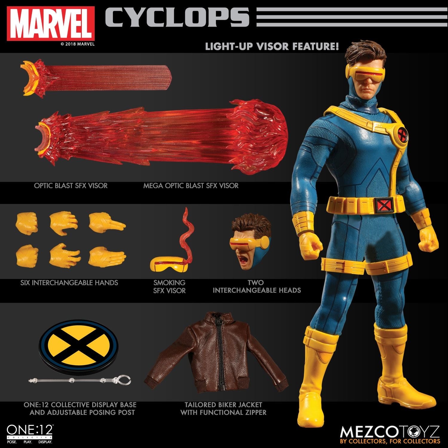 Mezco X Men Cyclops Light Up One 12 Collective Marvel Action Figure Collectors Row Inc