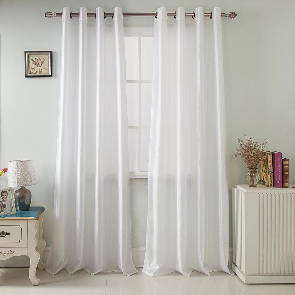 Olivia Gray Nancy Elegant Faux Silk Grommet Curtain Panel - Easy to Install Machine Washable Polyester Curtain Panels with 8 Bronze Metal Grommets - 54-inch x 63-inch each