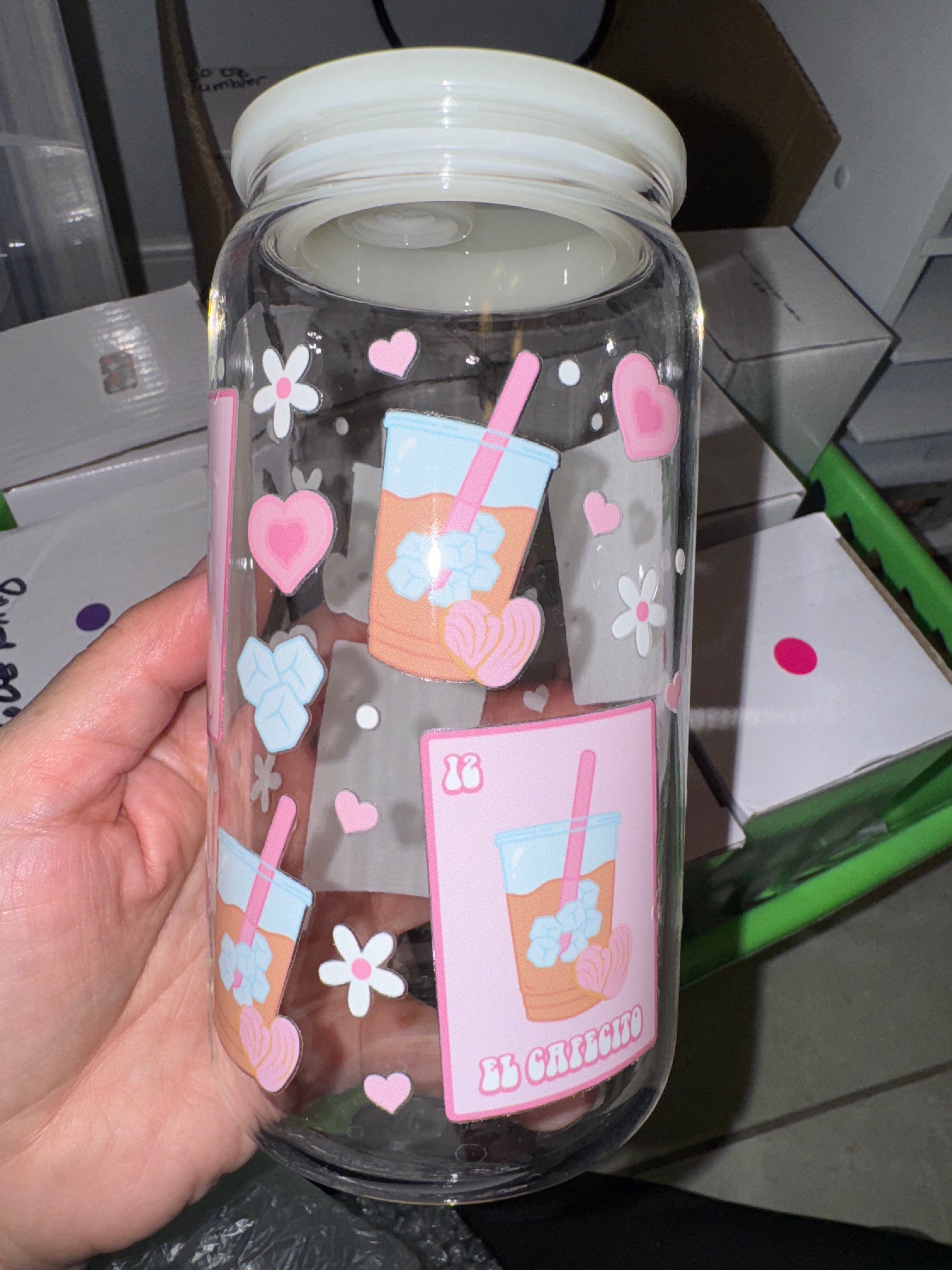 El Cafecito Heart Glass