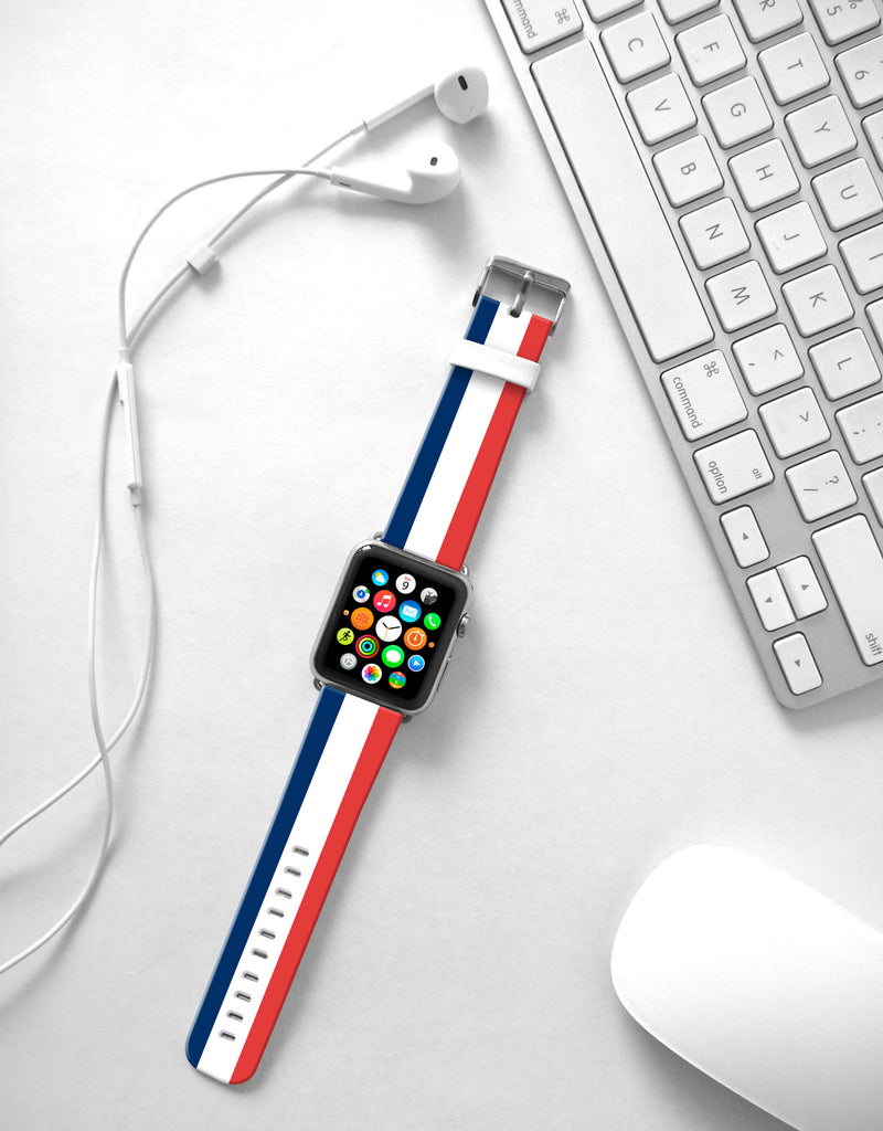 Customised France Flag Pattern Printing on Strap Band for Apple Watch 38 mm 42 mm ultra-case.com