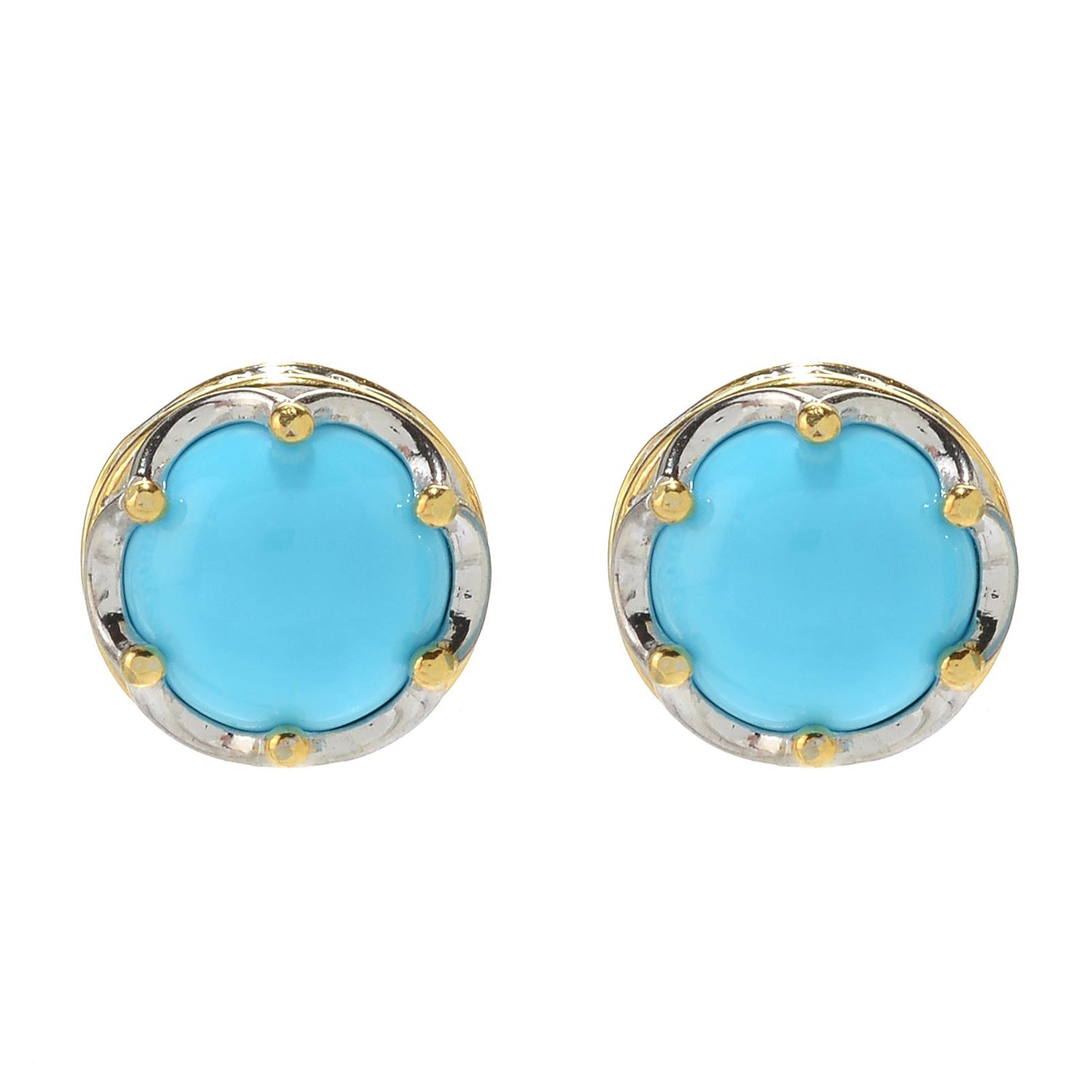 14K Sleeping Beauty Tumbeled Round Turquoise Lever back Earrings