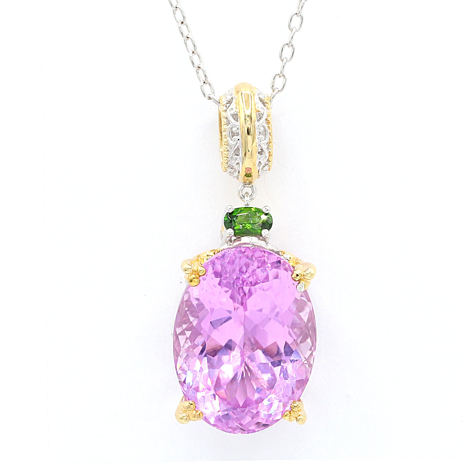 Gems en Vogue Luxe Collection, 23.50ctw Kunzite & Chrome Diopside Pendant