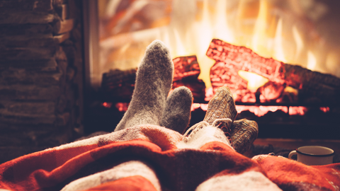 Cozy nap by the fire