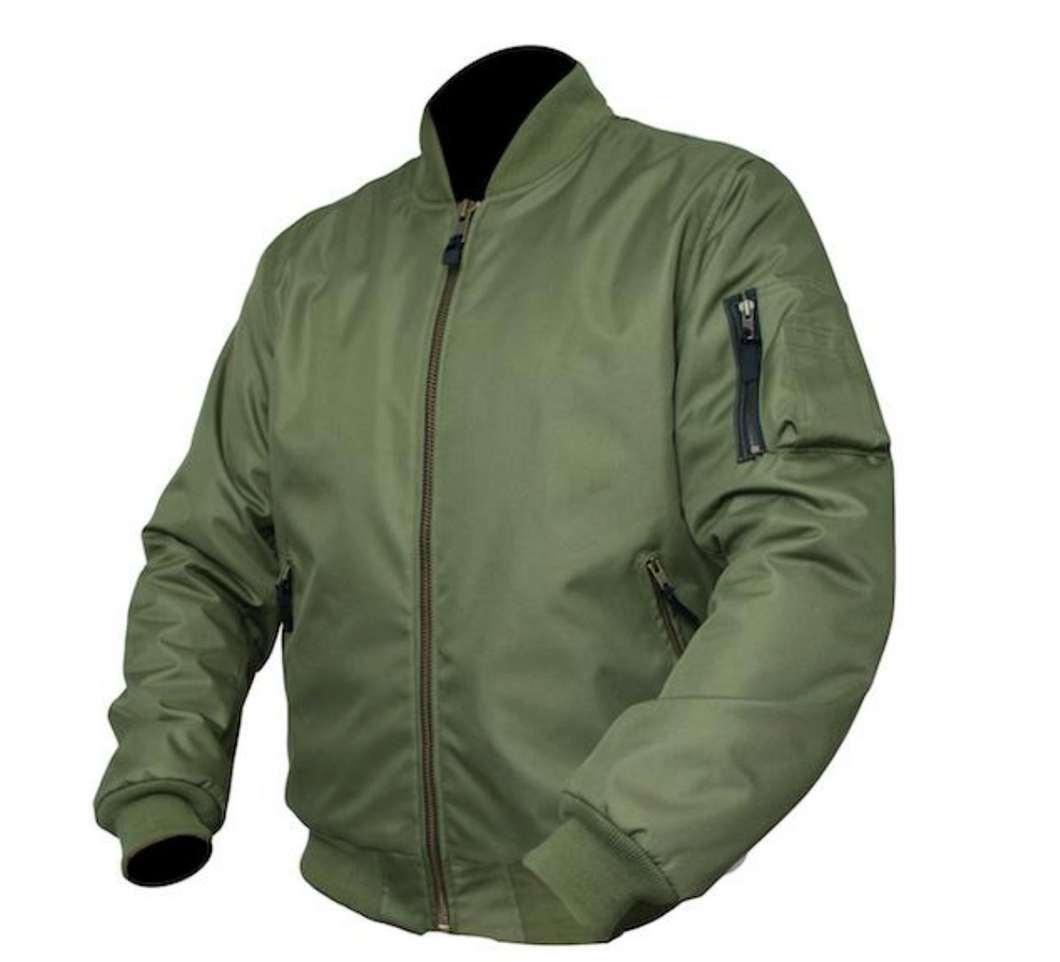 Armr Kevlar lined Green Bomber Jacket with Elbow & Shoulder armour ...