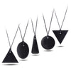 Shungite Pendants Set Of 5 - 2 Triangles, Small Oval and Circle, Bell