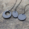 Shungite Pendants Set Of 3 - Double Circle, Big Circle, Big Oval