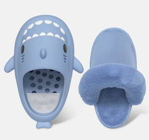 Stuffed shark slipper with removable insole