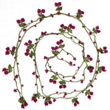 Fuschia Pink Crochet berries cherry bead oya Lariat Necklace - Fuschia Pink  Crocheted Necklace