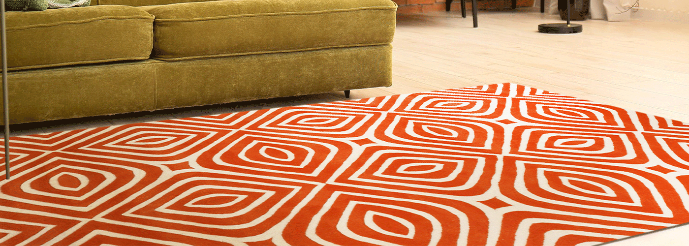 Hand-Tufte Orange Transitional Geometric Marla Rectangular & Round Area Rugs