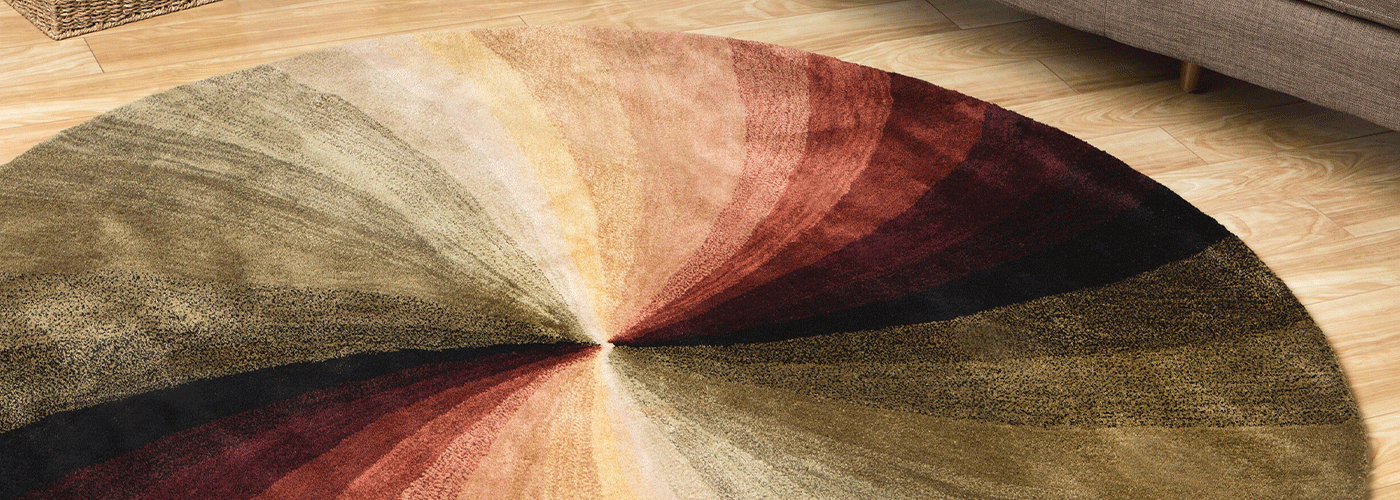 Hand-Tufted Multi-Colored Contemporary Abstract Swirl Round Area Rugs