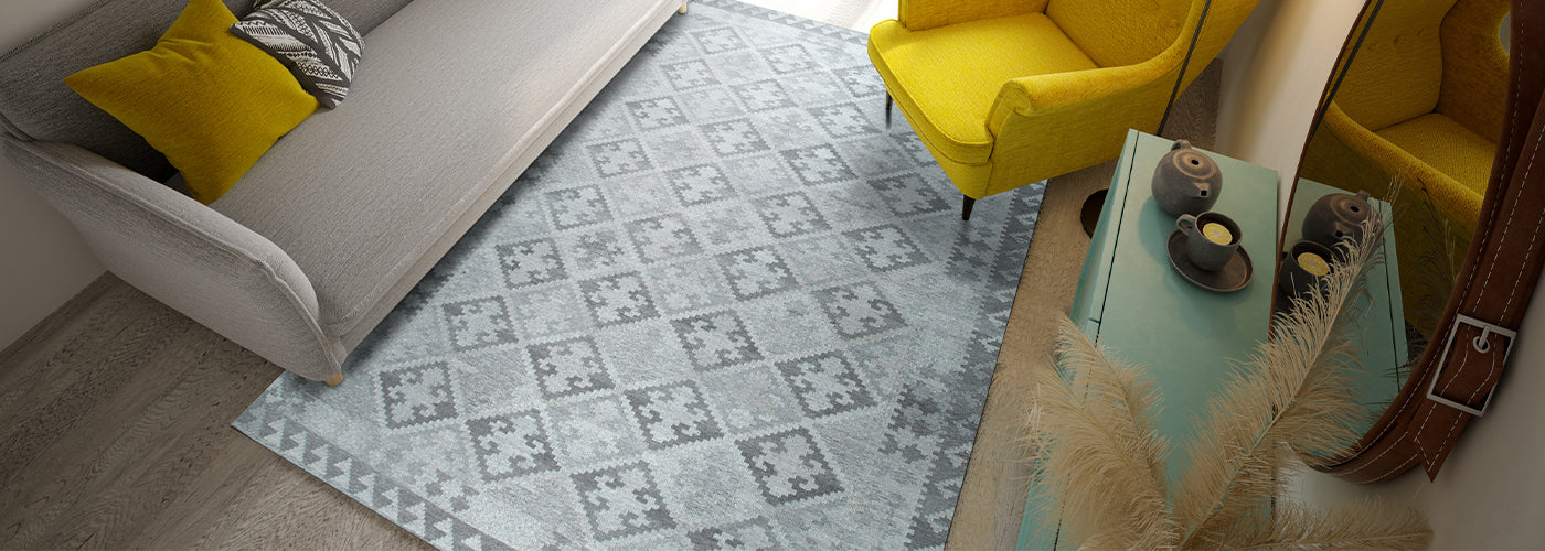 Stylish and Elegant Natural Grey Geometric Contemporary Modern Flat Weave Hand-Tufted Wool Rectangle Area Rugs