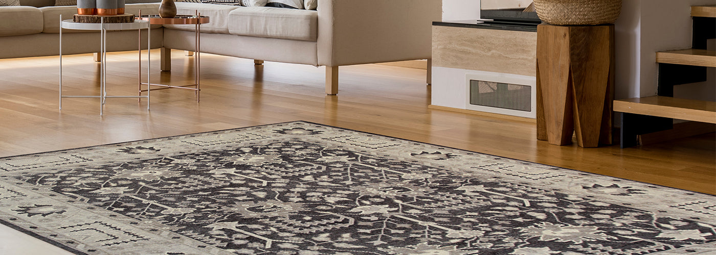 Durable and Stylish Hand Knotted Wool Charcoal Traditional Oriental Oushak Rectangular Area Rugs