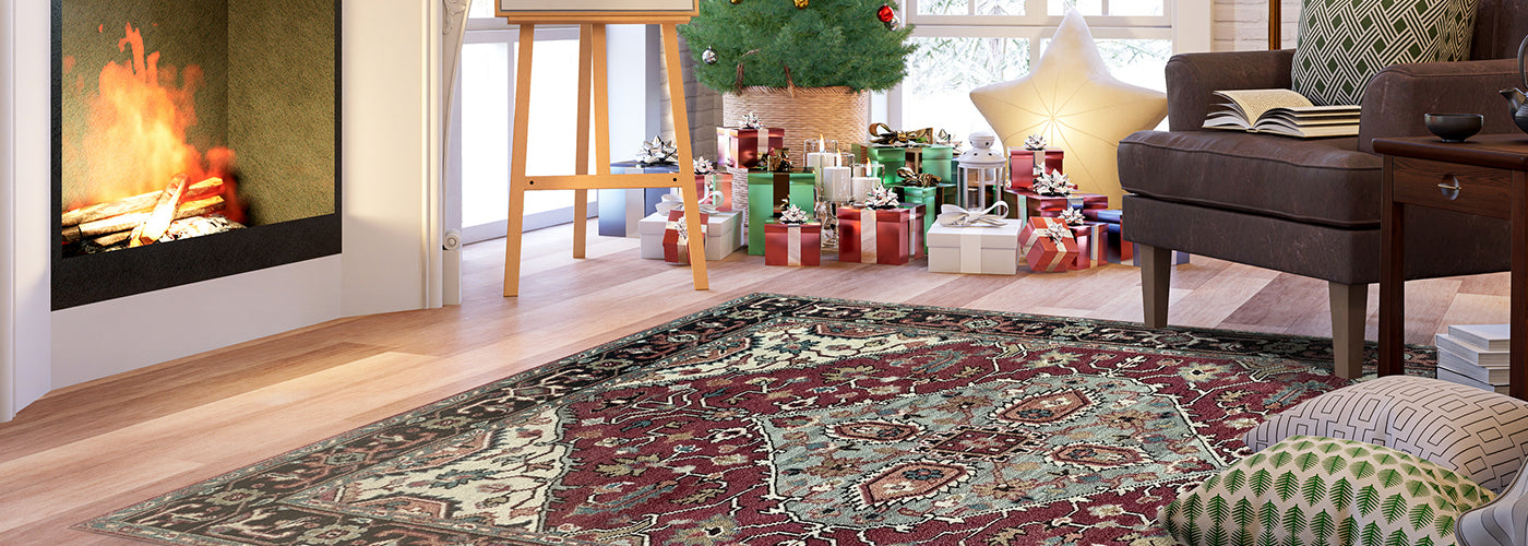 Durable and Stylish Hand Knotted Wool Red / Brown Traditional Classic Heriz Serapi Rectangular Area Rugs