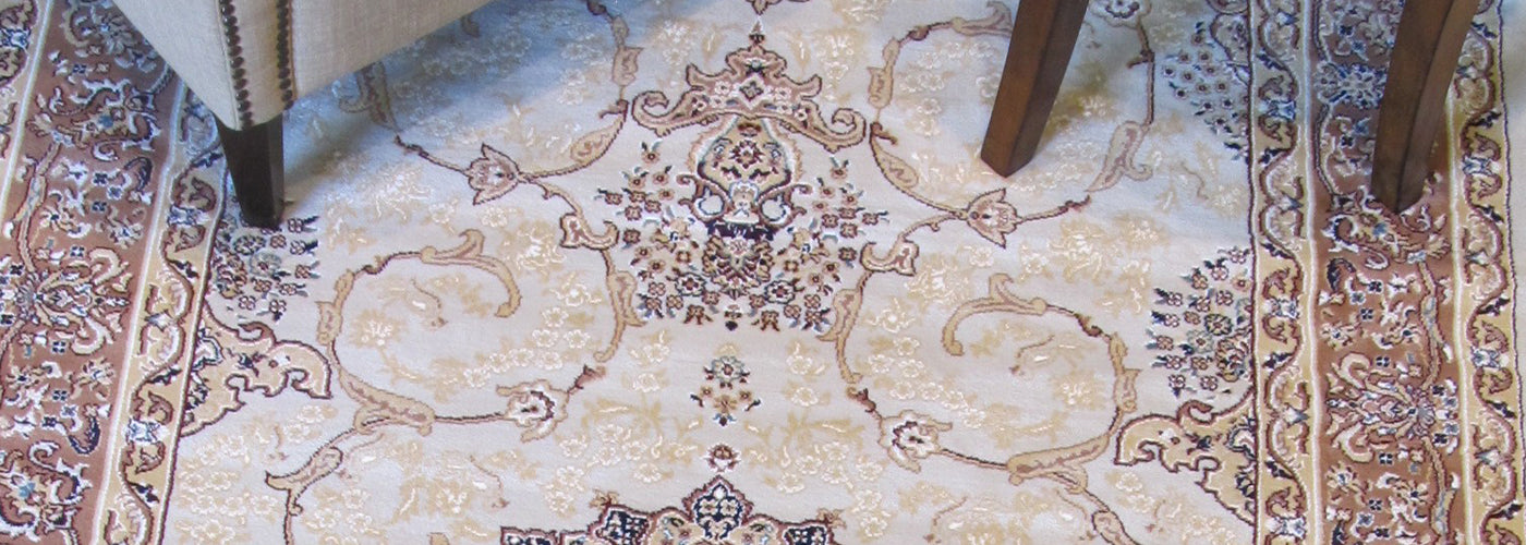 Stylish Beige Traditional Oriental Floral Design Indoor Rectangular Area Rugs