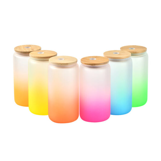 Frosted Sublimation Glass Can (Plastic Colorful Lids) 16oz – OMG Cups!