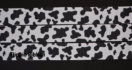Cow Print Ribbon - 1 1/2 inch Printed Grosgrain Ribbon – Flippin Ribbon  Crafts