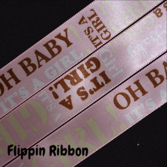 It's A Girl Ribbon - 1 1/2 inch Wired Satin – Flippin Ribbon Crafts