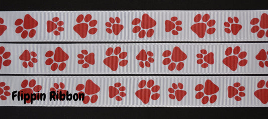 2.5 Paw Print Ribbon: Black & Red (10 Yards) RG1779CM