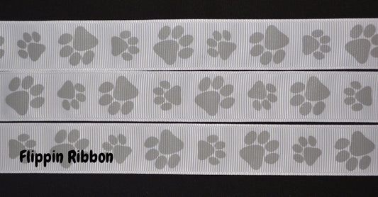 Black Paw Print Ribbon - 7/8 inch Printed Grosgrain Ribbon – Flippin Ribbon  Crafts