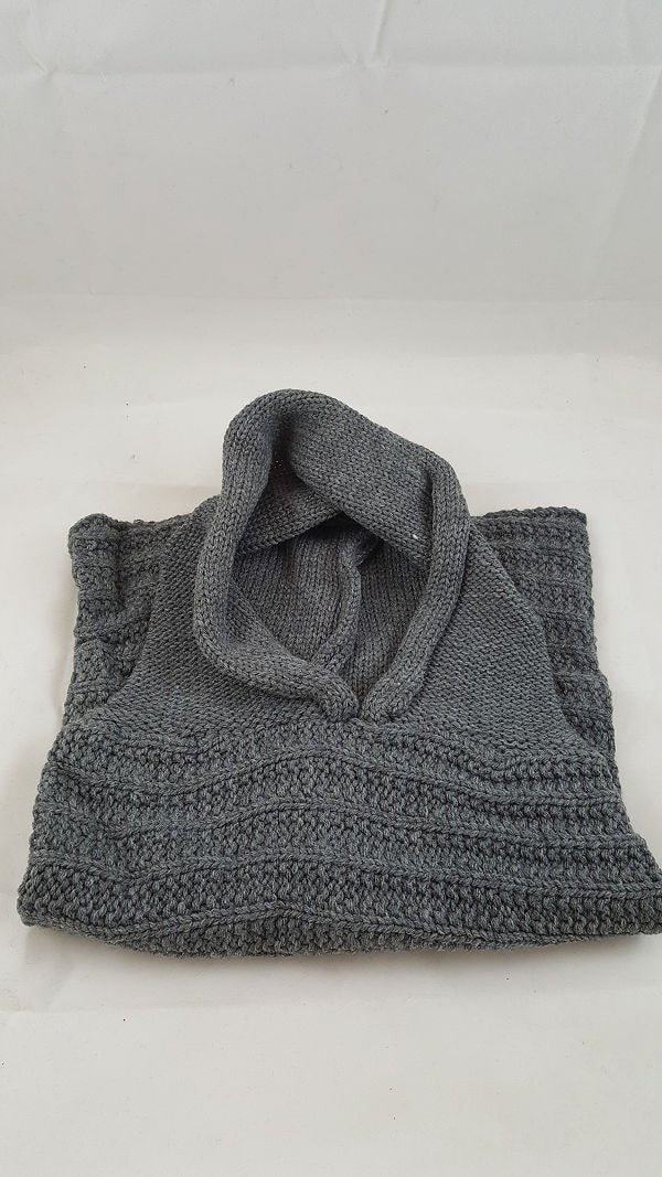 Hooded knit snood | Orange Scarf